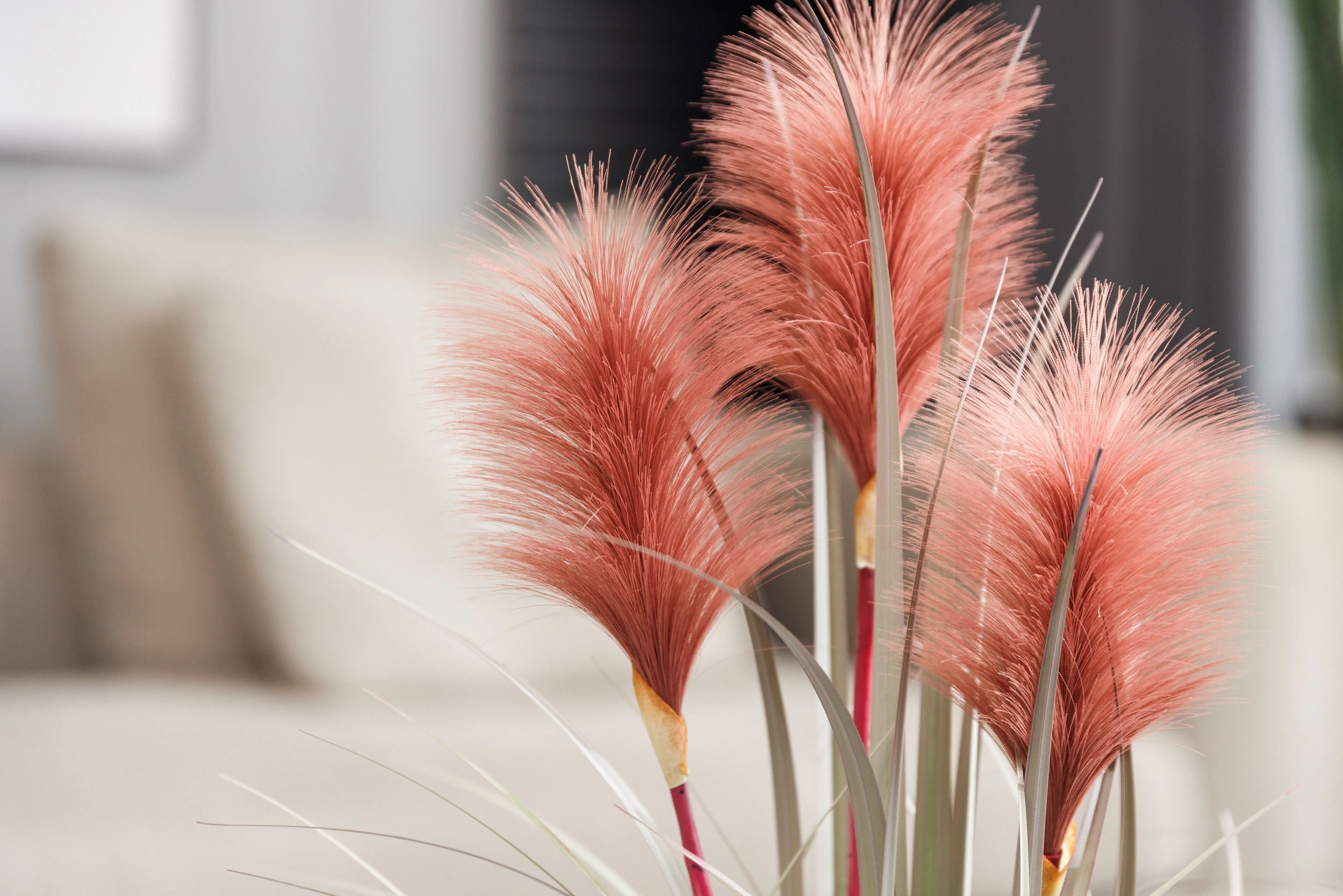 21" Faux Red Feather Reed Grass | Set of Two | Vintage Home