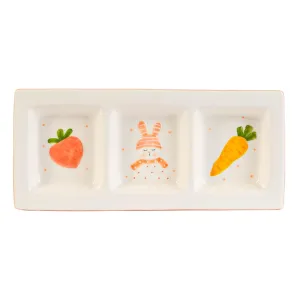 31cm White Easter Bunny Dolomite Snack Plate - By Nicola Spring