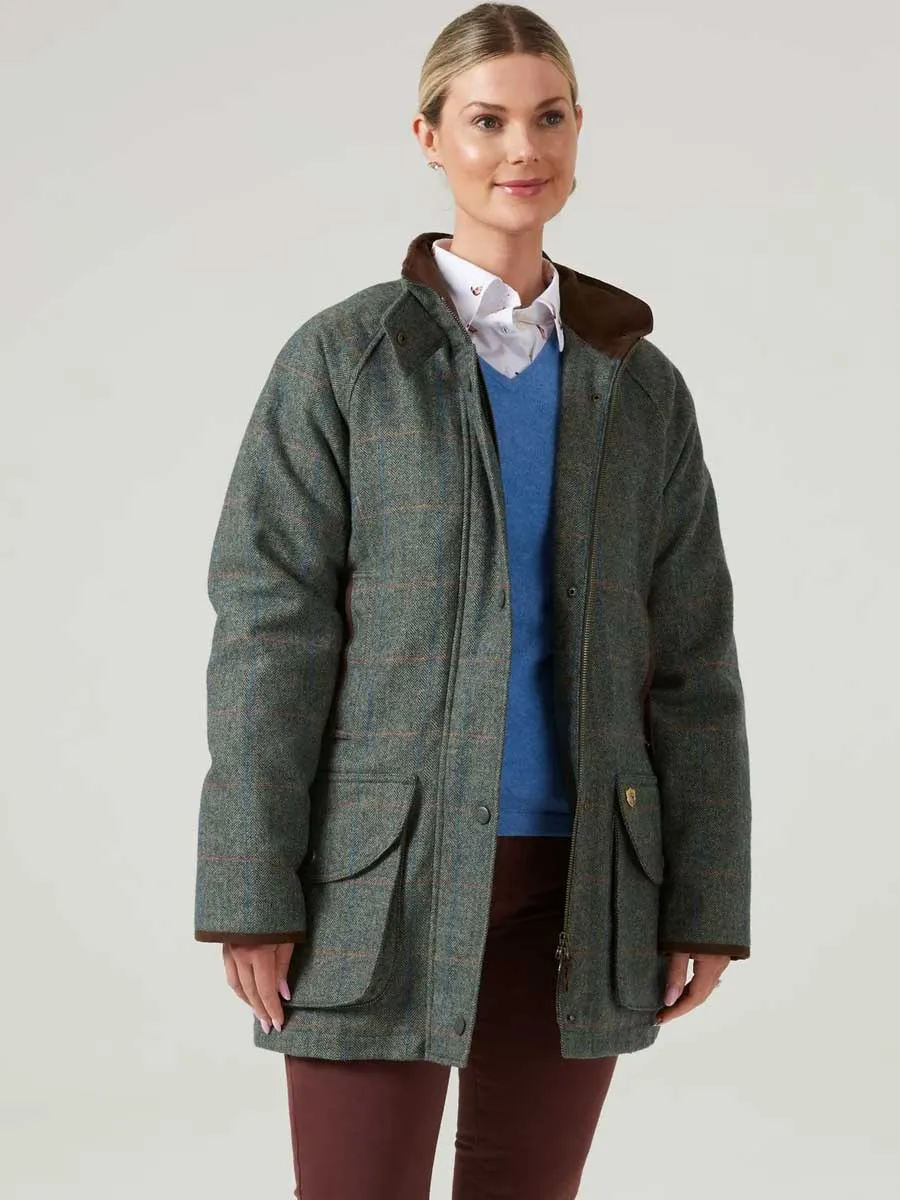 ALAN PAINE Combrook Tweed Shooting Coat - Ladies Tweed - Spruce