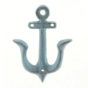 Antique Blue Cast Iron Anchor Wall Hook (WS)