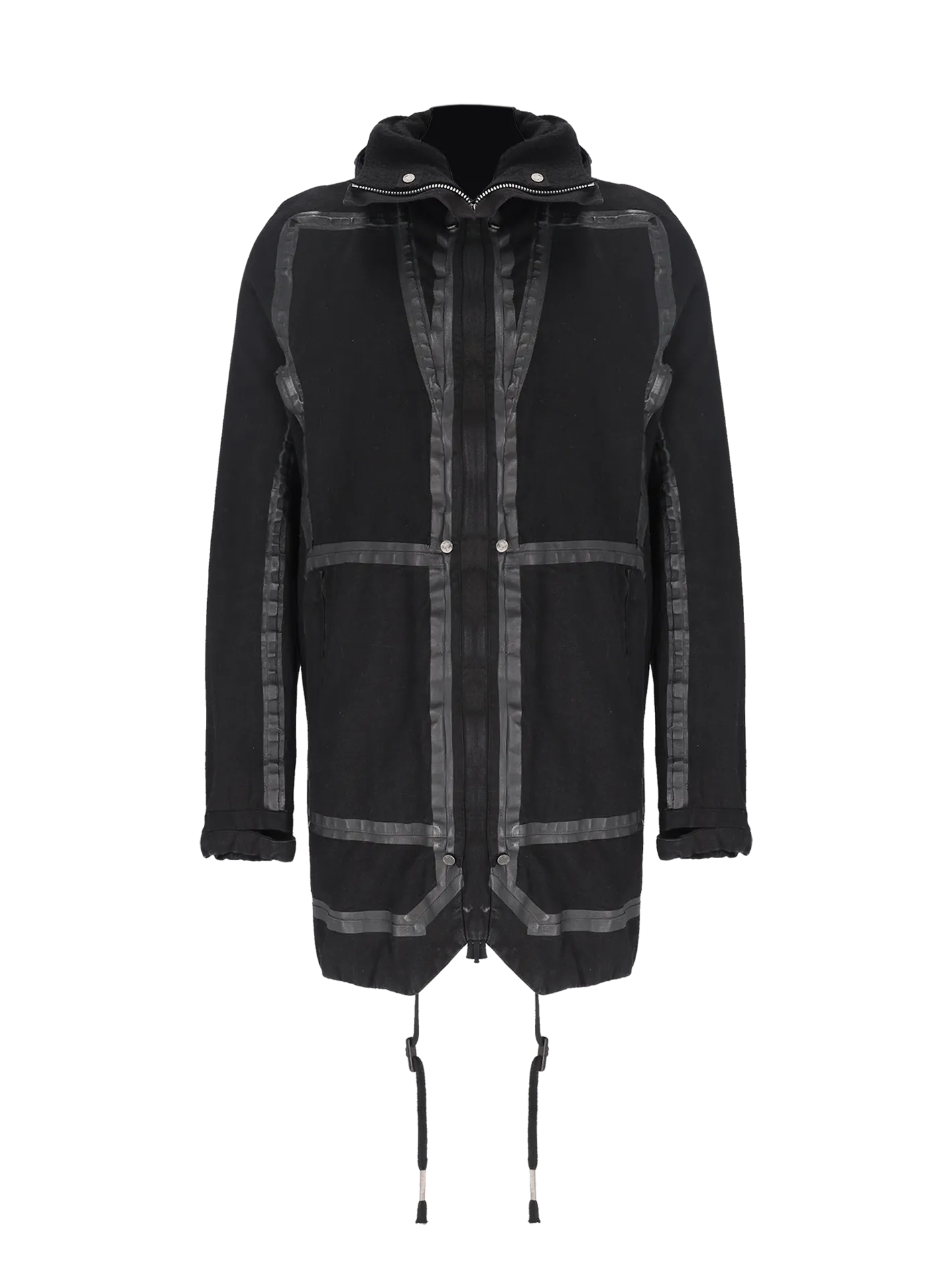 asymmetric hooded utility jacket