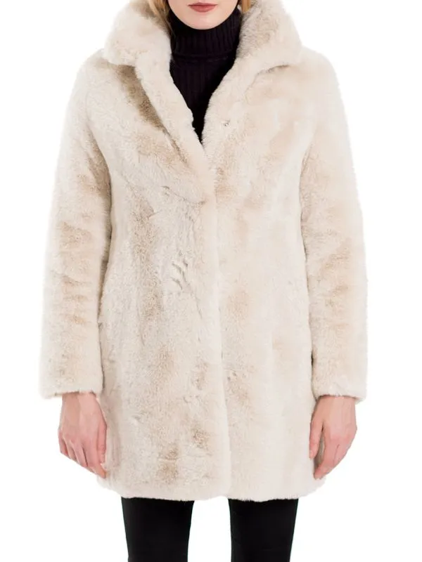 BELLE FARE faux fur coat, cream