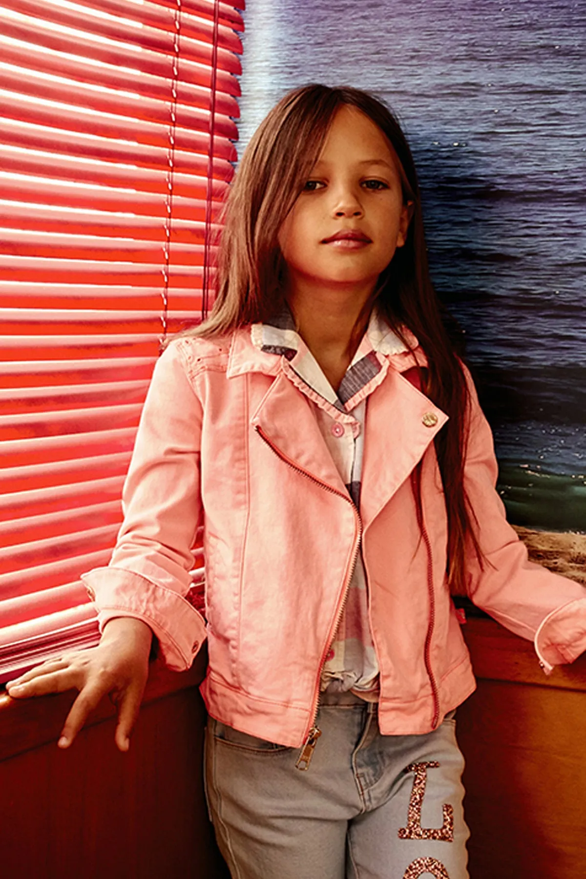 Billieblush Twill Girls Biker Jacket