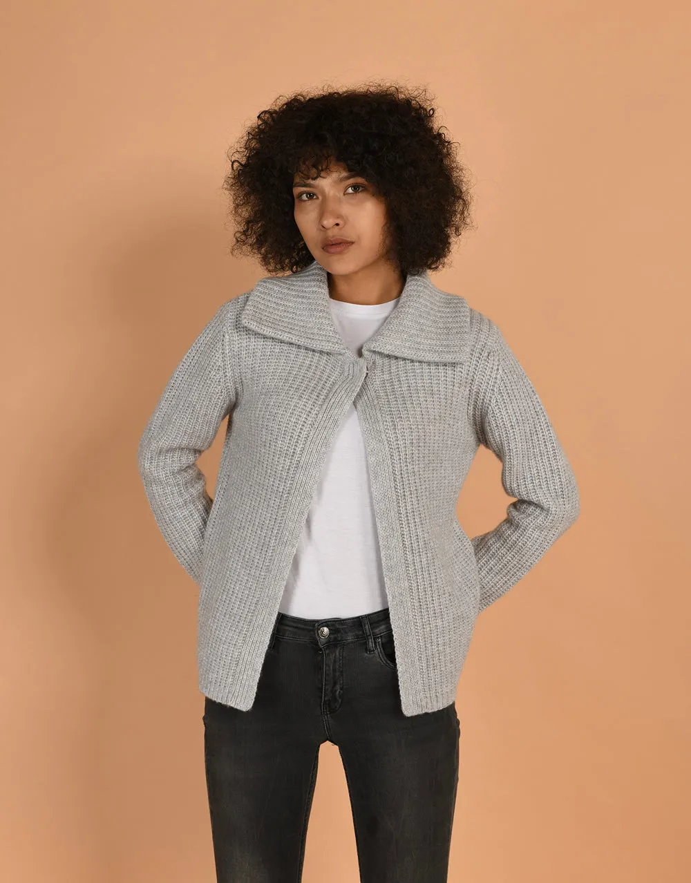 Bomber Cashmere Jacket in Platinum