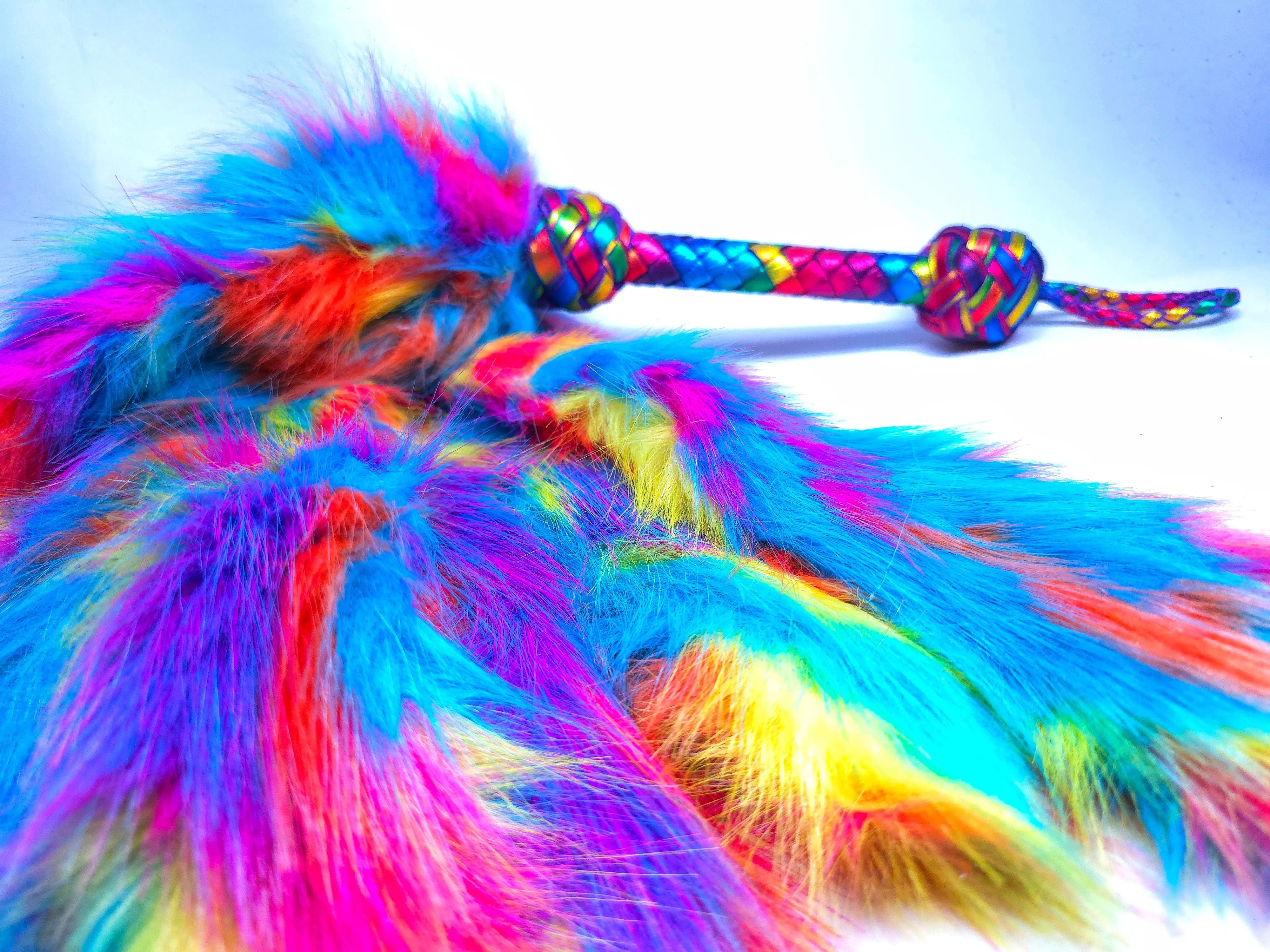 Bright Rainbow Fluffinator Flogger- Made to Order