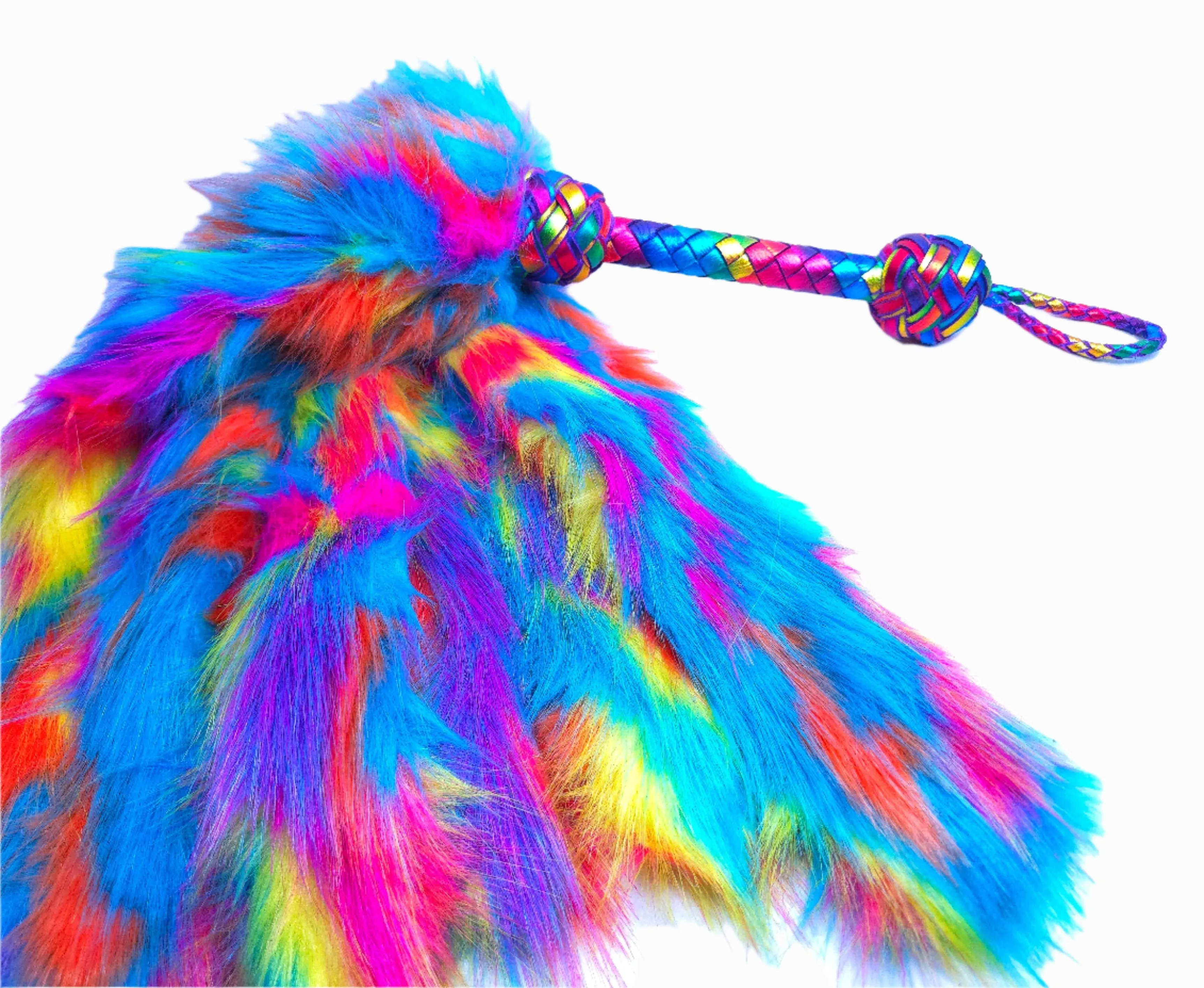 Bright Rainbow Fluffinator Flogger- Made to Order