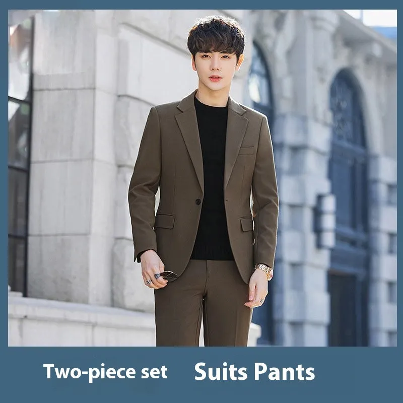 Business Casual Korean style suit Slim-fit Trendy High-end Men's Jacket