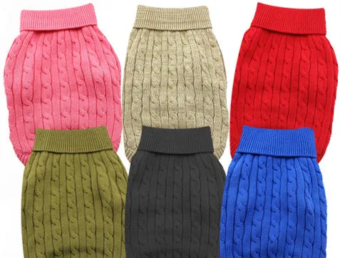 Cable Knit Dog Sweaters - Blue Medium (Customer Return)