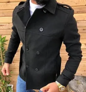 Casual Black British Style Short Trench Coat