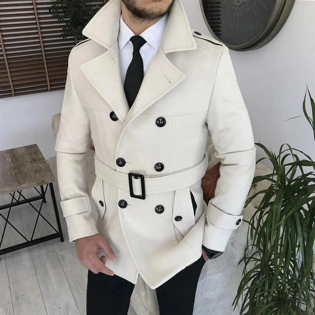 Classic White British Style Short Trench Coat