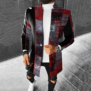 Color Block Perris Black And Red Print Coat