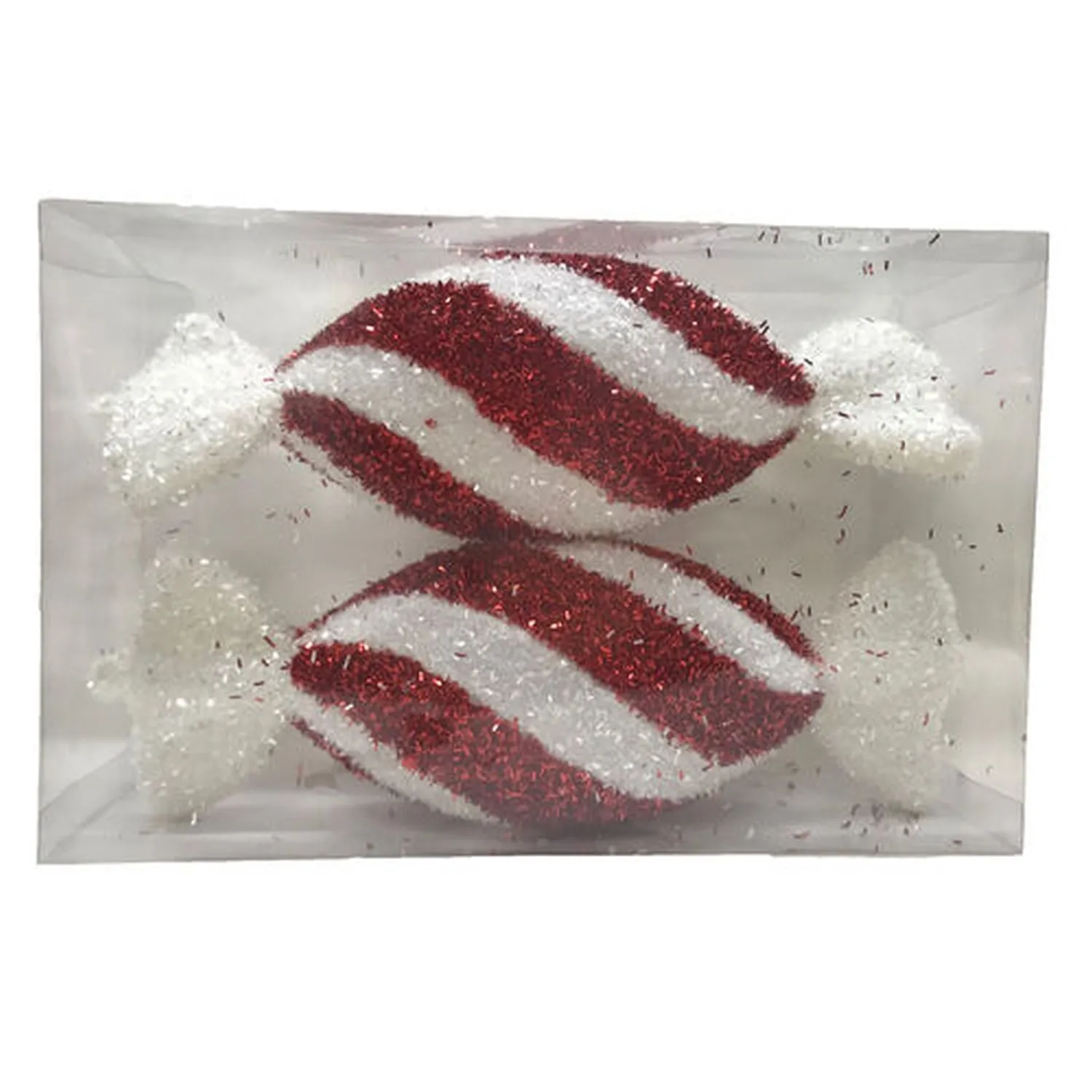 December Diamonds Candy Cane Lace Set 2 Large Peppermint Ornament