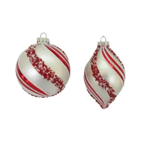 December Diamonds Candy Cane Lace Set Of 2 Assortment Peppermint Swirl Ornaments