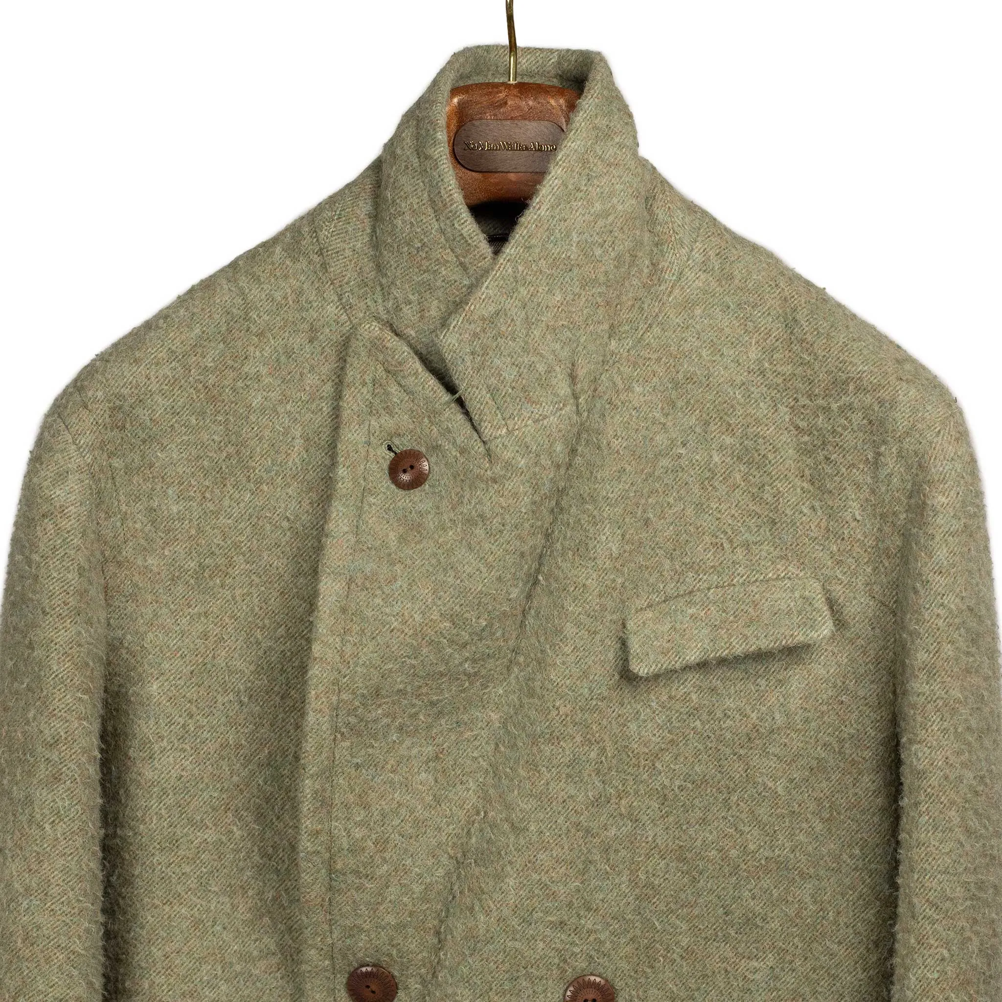 Exclusive Polo coat in sage green Lovat wool melange