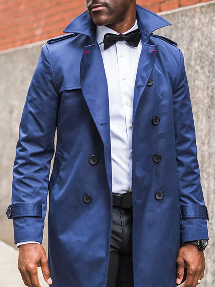 Fashion Blue British Style Trench Coat