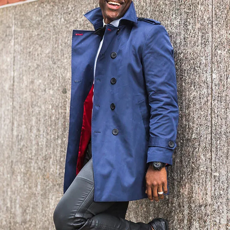 Fashion Blue British Style Trench Coat