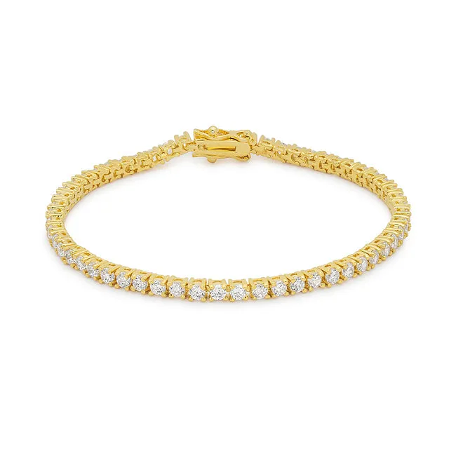 Goldtone Finish Victorian Cubic Zirconia Tennis 8 Inch Bracelet