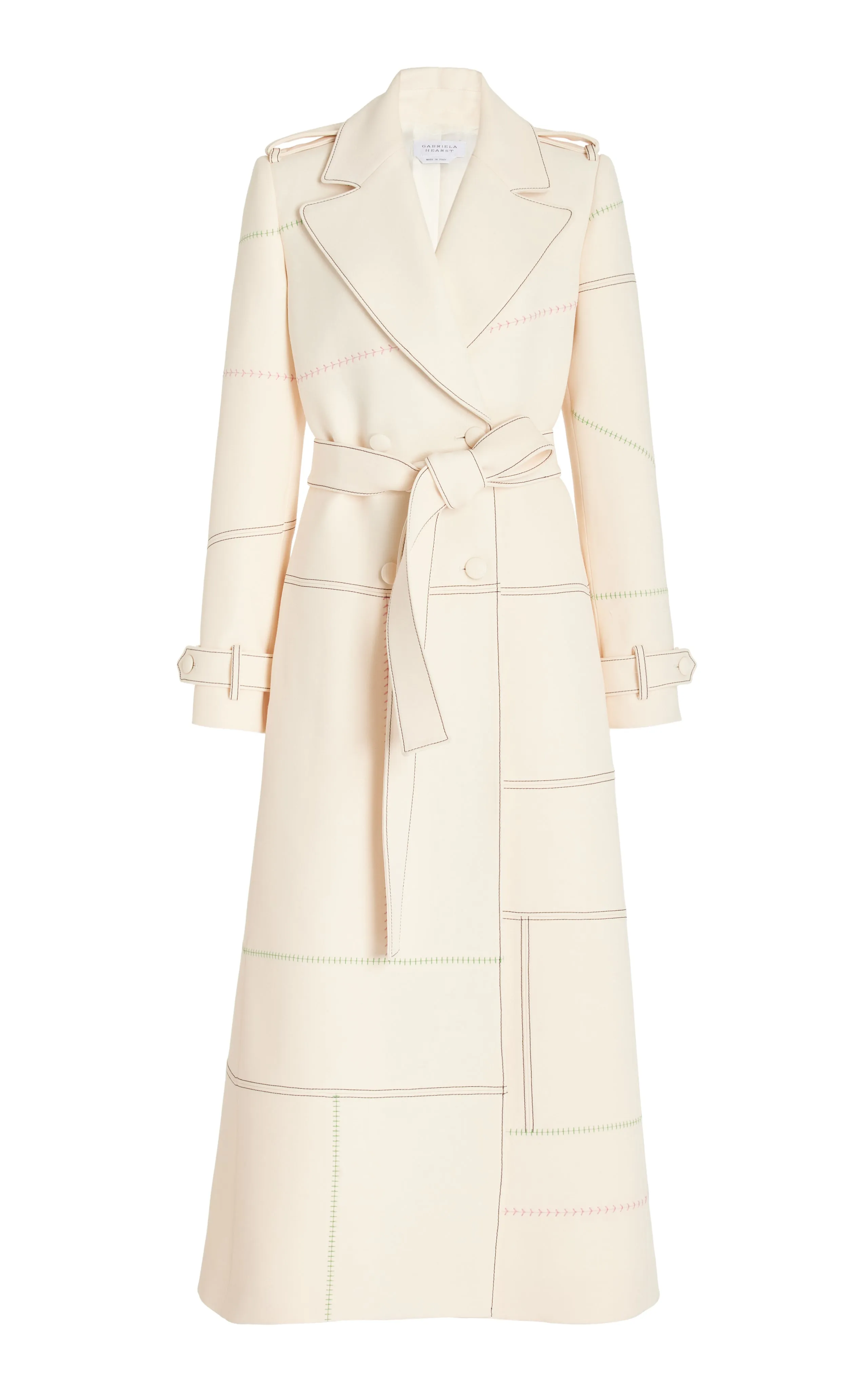 Hamilton Trench Coat in Ivory Wool Silk Cady