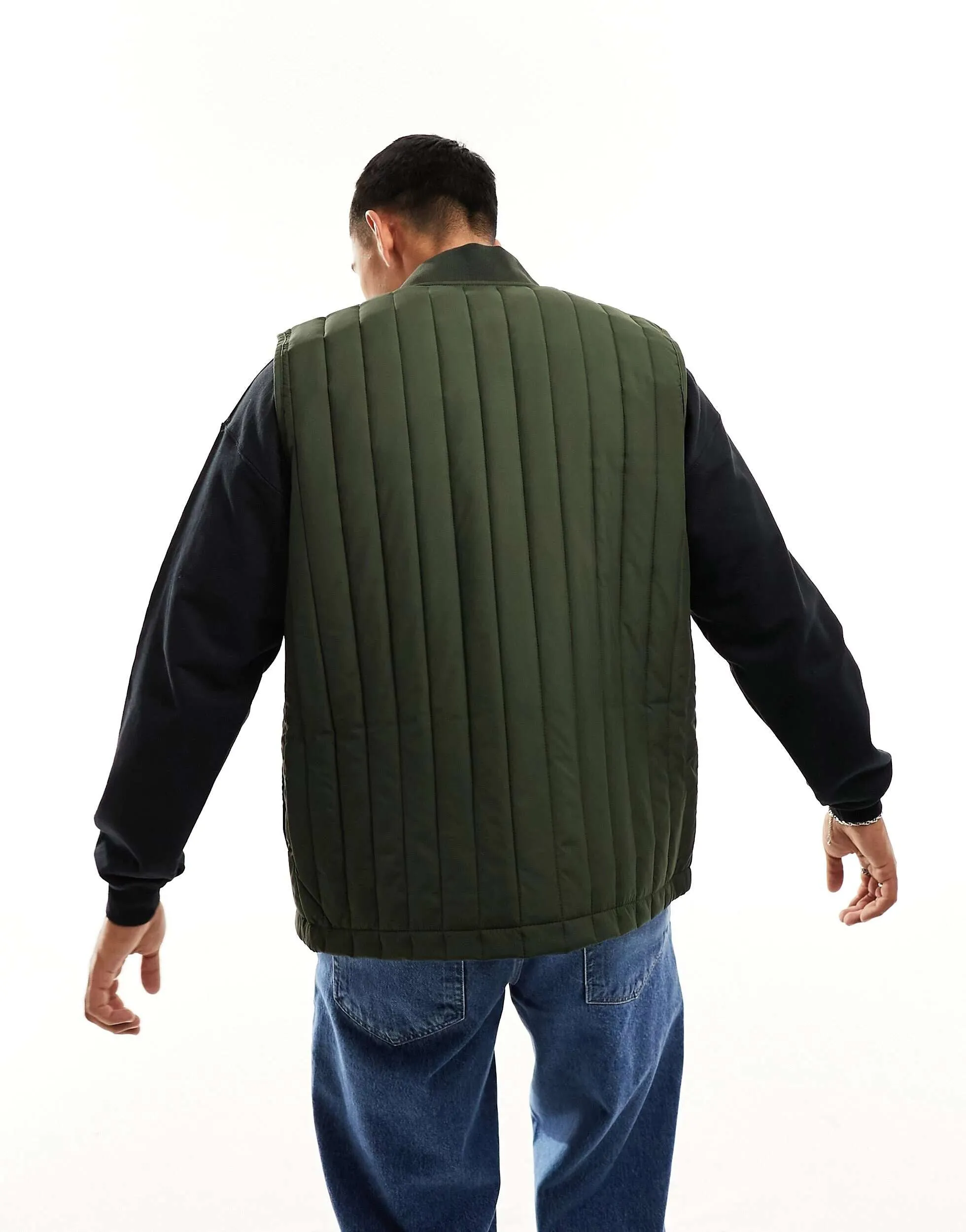 Jack & Jones Essentials Quilted Vest in Dark Green