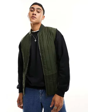 Jack & Jones Essentials Quilted Vest in Dark Green