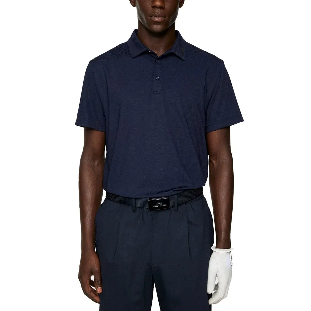 J.Lindeberg Bison Regular Fit Jacquard Golf Shirt - JL Navy