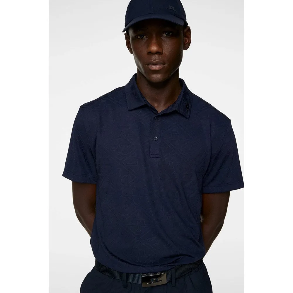 J.Lindeberg Bison Regular Fit Jacquard Golf Shirt - JL Navy