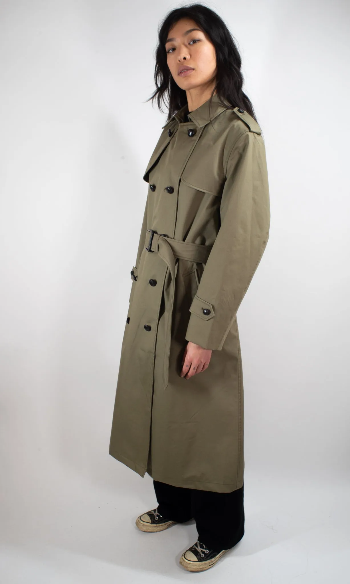 Ladies' Plus Sizes Khaki Trench Coat - Full Length – New