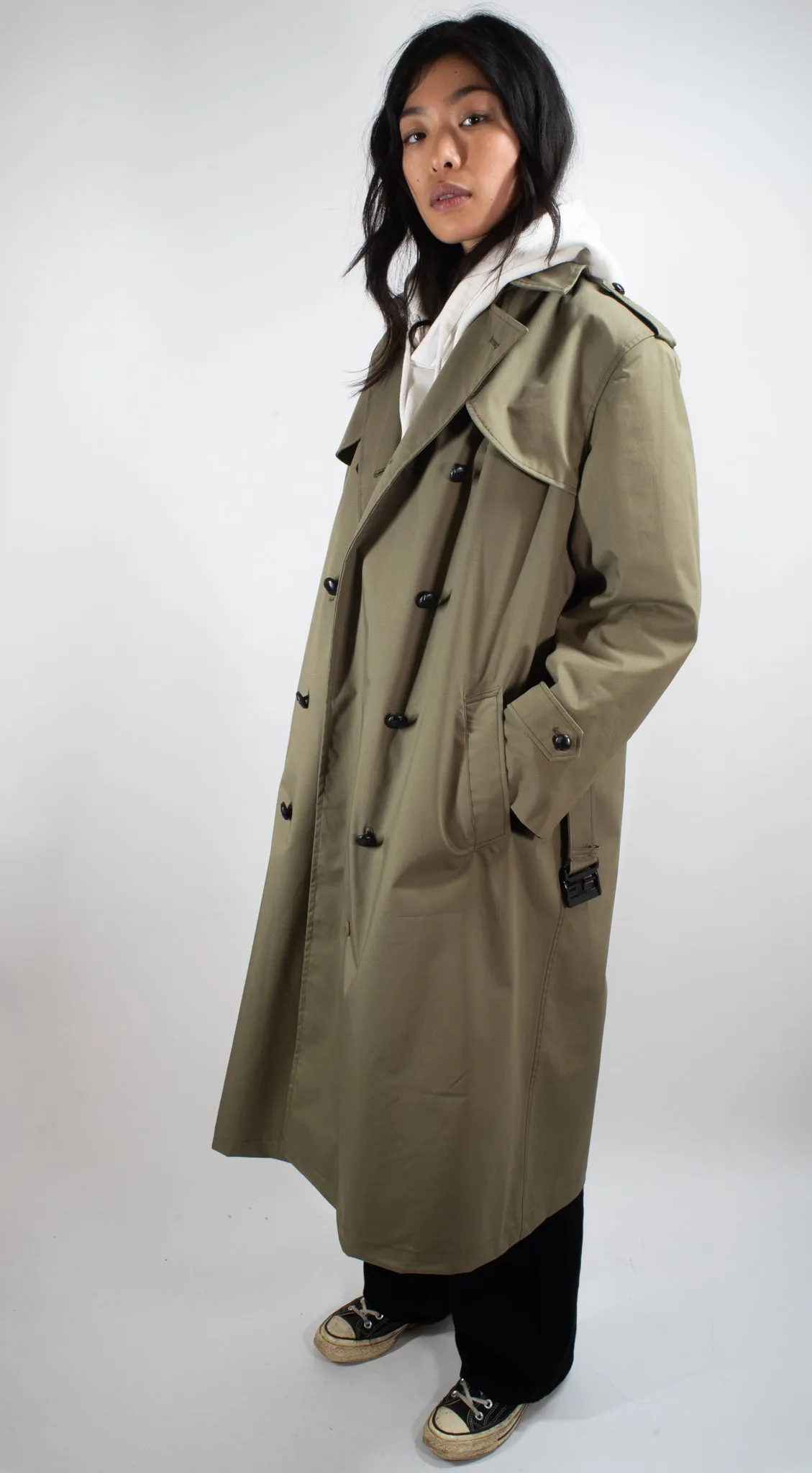 Ladies' Plus Sizes Khaki Trench Coat - Full Length – New