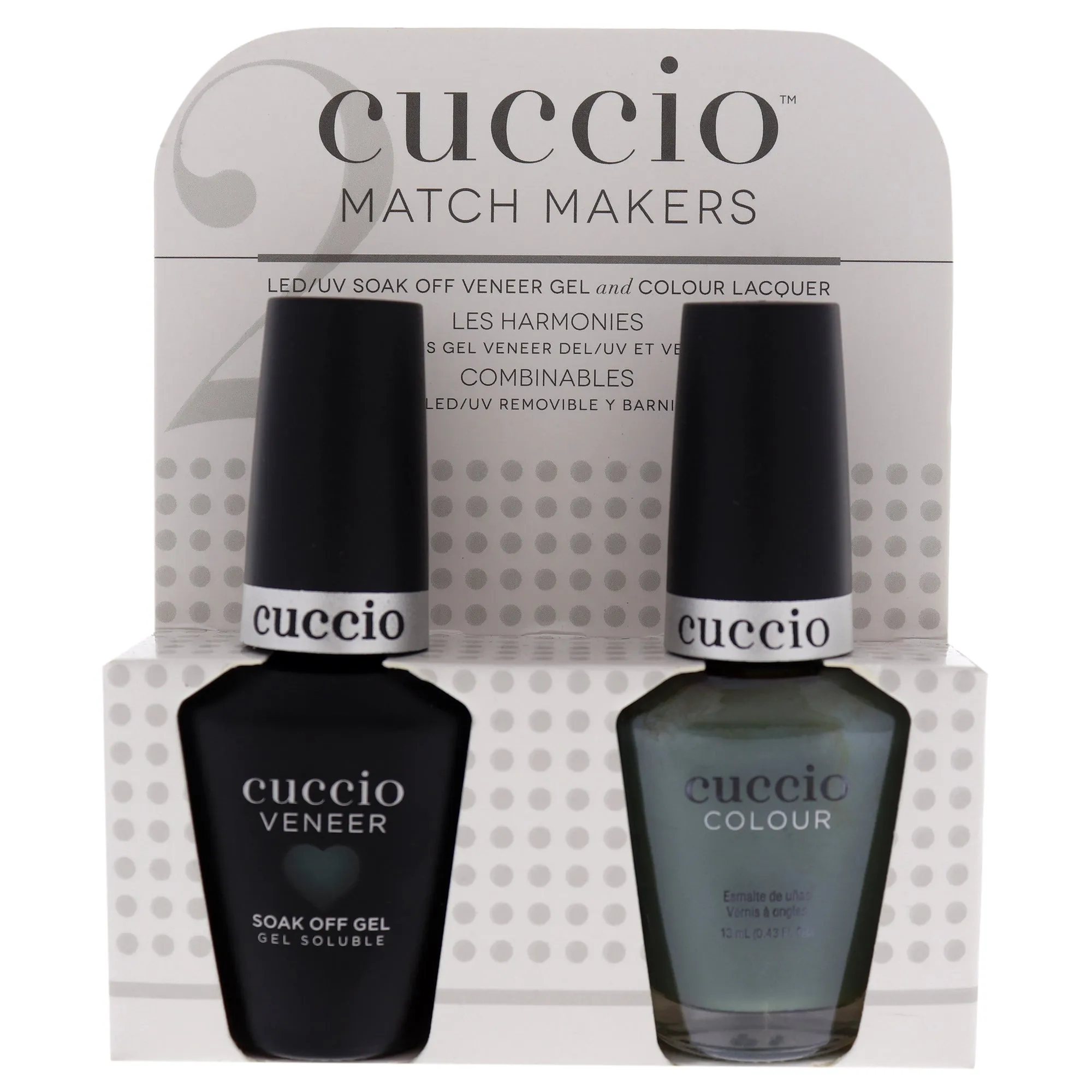 Match Makers Set - Dubai Me An Island by Cuccio for Women - 2 Pc 0.44oz Veneer Soak Of Gel Nail Polish, 0.43oz Colour Nail Polish