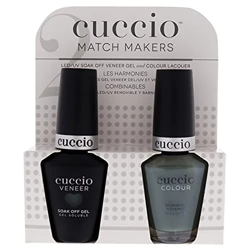 Match Makers Set - Dubai Me An Island by Cuccio for Women - 2 Pc 0.44oz Veneer Soak Of Gel Nail Polish, 0.43oz Colour Nail Polish