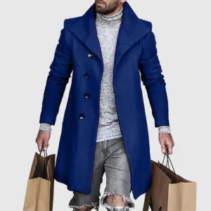 Men Breasted Lapel Winter Woolen Coat