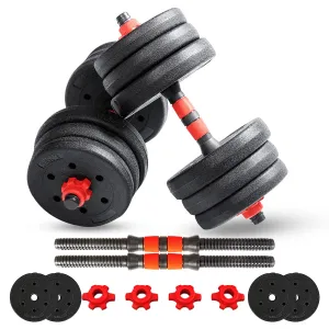 PDS-20P  Adjustable PVC Cement Dumbbells with Non-Slip Handle and Adjustable Weight Plates Set - Black