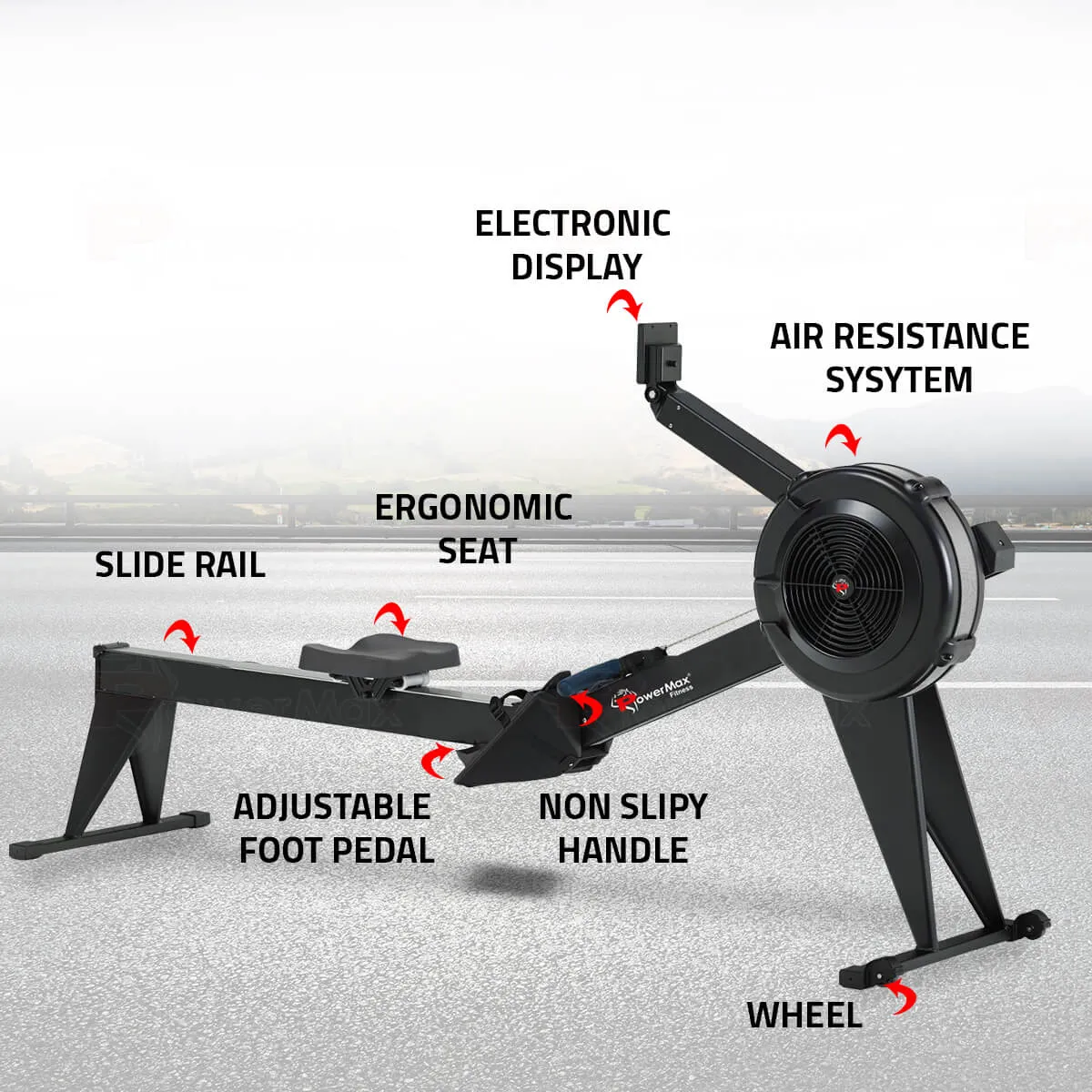 RAC-2500 Air Rowing Machine with LCD Display for Commercial use