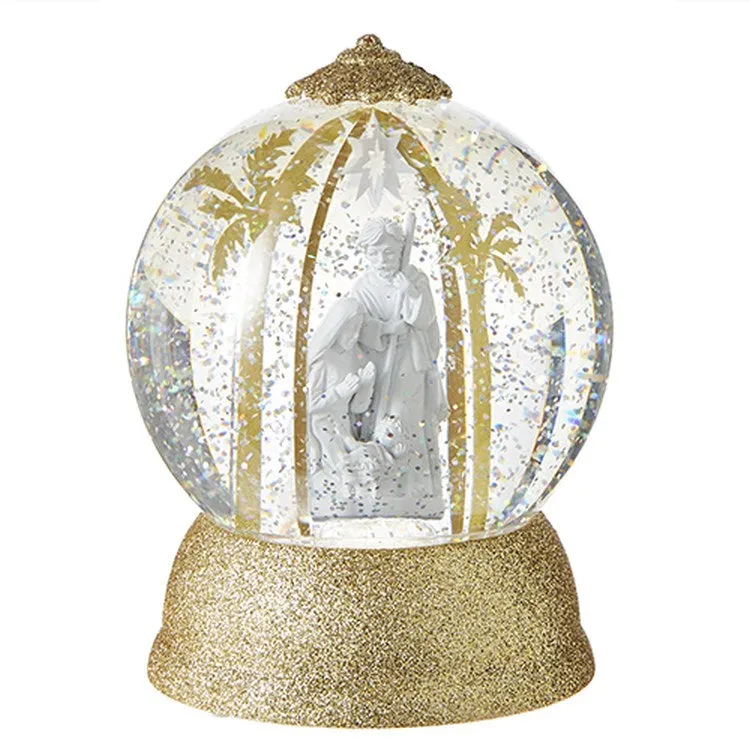 Raz 2022 Holiday Water Lanterns 6.25" Holy Family Lighted Swirling Glitter Globe