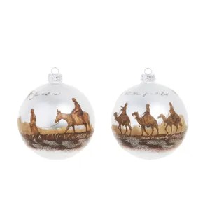 Raz 2023 Natural Noel 5" Holy Family And Wise Men Ball Ornament, Asst of 2