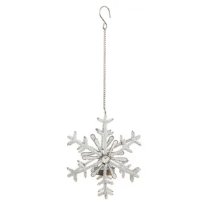 Raz 2023 Winter Frost 7.5" Beaded Snowflake Tealight Candleholder Ornament