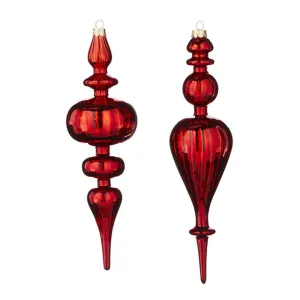 Raz Imports 2021 11-inch Red Finial Ornament, Assortment of 2