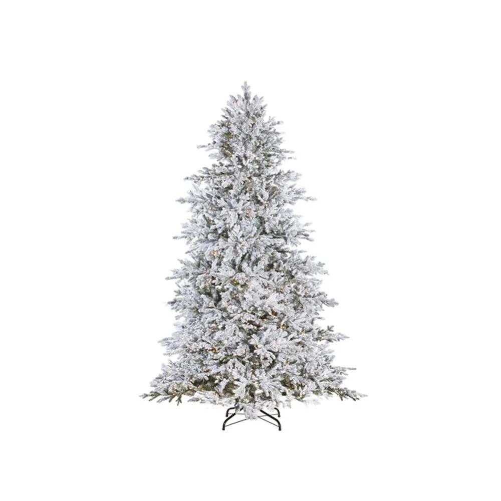 Raz Imports 2021 Greenery 7.5-Foot Snake Light Flocked Silverado Fir Tree