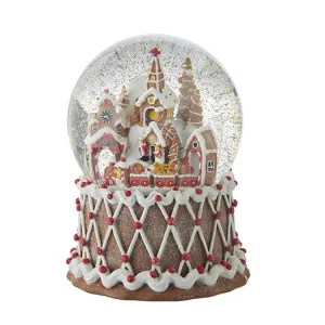 Raz Imports 2022 7" Gingerbread Town Lighted Swirling Glitter Water Globe