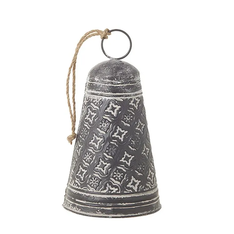 Raz Imports 2022 Cozy Christmas 11.5" Galvanized Stamped Metal Bell