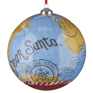 Raz Imports 2022 Destination Christmas 8" Dear Santa Map Ball Ornament