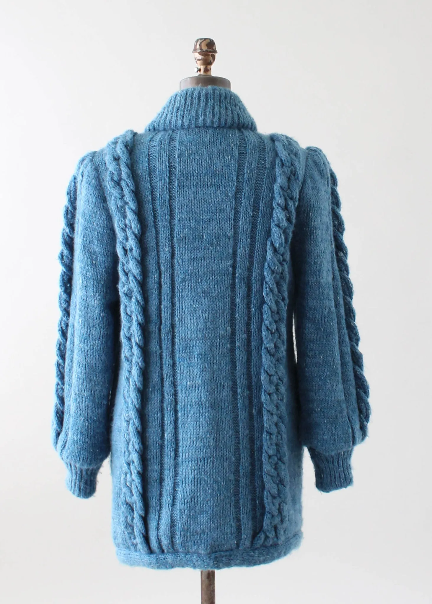 Vintage 1970s Cable Knit Sweater Coat