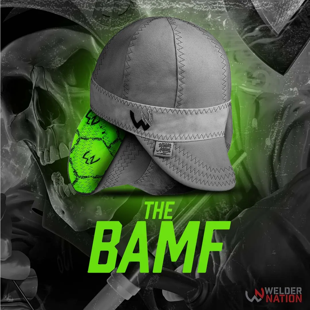 WelderNation The BAMF Grey/Green Welding Beanie