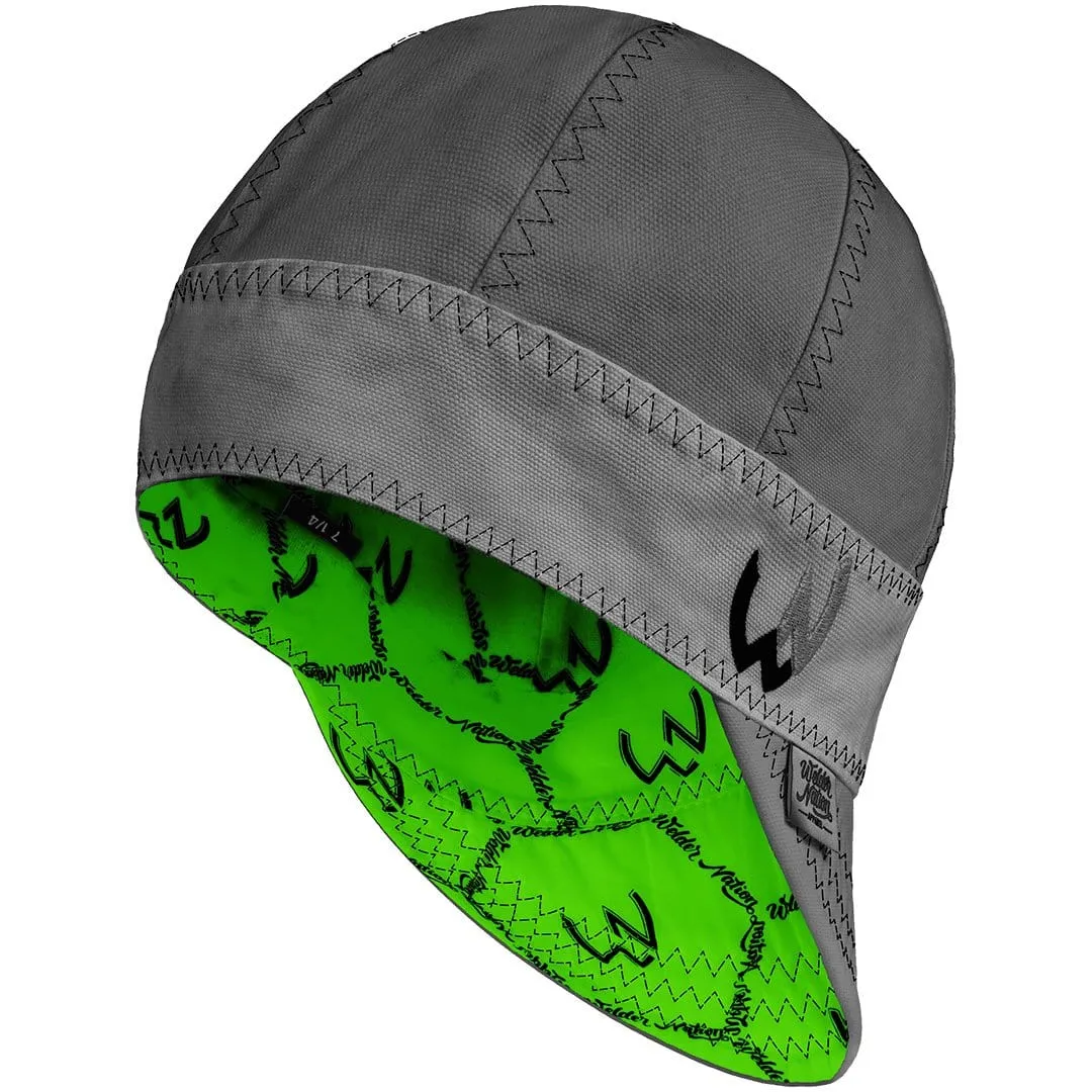 WelderNation The BAMF Grey/Green Welding Beanie