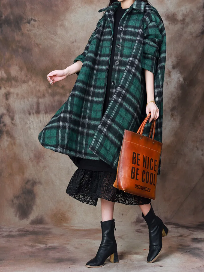 Women's Winter Wonderland  Cape-Style Plaid Hooded Coat